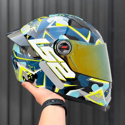 Imagem de Capacete ls2 ff358 s camo blue yellow azul amarelo brilho