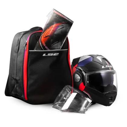 Imagem de Capacete ls2 ff901 advant x carbon future preto azul vermelho escamotiavel + viseira fume