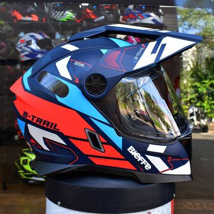 Imagem de Capacete Masculino Bieffe B-Trail Conquest Azul Fosco Moto
