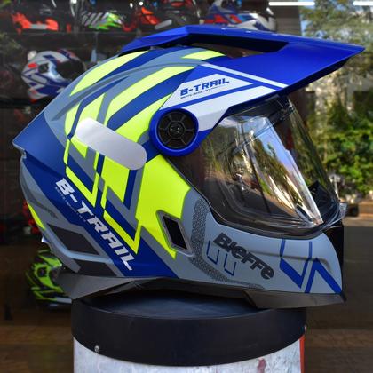 Imagem de Capacete Masculino Bieffe B-Trail Defender Azul Amarelo Moto