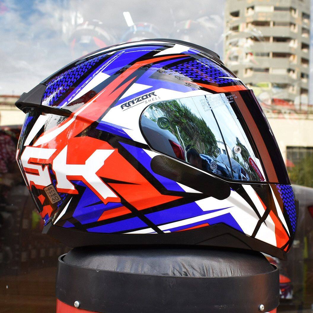 Imagem de Capacete Masculino Norisk Razor Sharp Azul Moto Viseira Azul