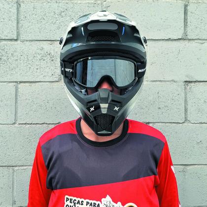 Imagem de Capacete Mattos Racing Echoes Cinza/Branco Trilha Enduro Motocross
