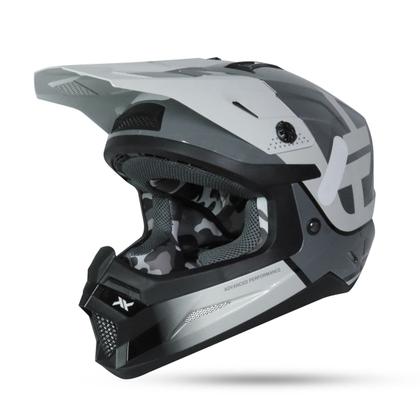 Imagem de Capacete Mattos Racing Echoes Cinza/Branco Trilha Enduro Motocross