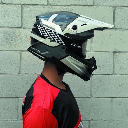 Imagem de Capacete Mattos Racing Echoes Cinza/Branco Trilha Enduro Motocross
