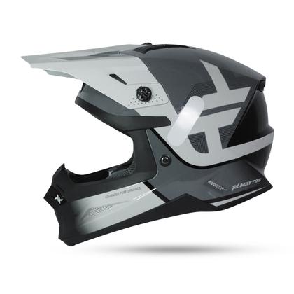 Imagem de Capacete Mattos Racing Echoes Cinza/Branco Trilha Enduro Motocross