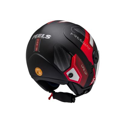 Imagem de Capacete Moto Aberto Peels Freeway Line Up Preto Fosco Red