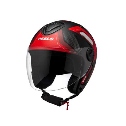 Imagem de Capacete Moto Aberto Peels Freeway Line Up Preto Fosco Red