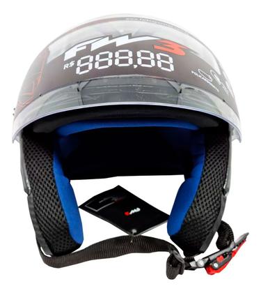 Imagem de Capacete Moto Aberto X Open Up Fox Grafite com Oculos Solar Interno Fumê e Viseira Cristal Tamanho 60 - FW3