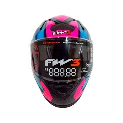 Imagem de Capacete Moto Fechado GTN Fox Viseira Cristal Rosa Inmetro Tamanho 58 - FW3