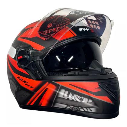 Imagem de Capacete Moto Fechado GTX R1 Viseira Cristal Preto Fosco com Vermelho Inmetro Tamanho 60 - FW3