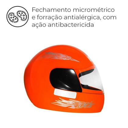 Imagem de Capacete Moto Fechado Laranja Pro Tork Liberty Four Viseira Transparente Diversos Tamanhos + Capa de chuva PVC Pioneira