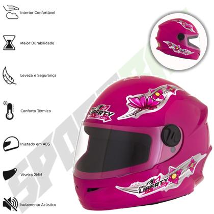 Imagem de Capacete Moto Fechado Pro Tork Liberty 4 Four Girls Kids Infantil Criança Feminino Segurança Conforto
