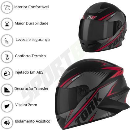 Imagem de Capacete Moto Fechado R8 Viseira Fumê Pro Tork Adulto Segurança Conforto Proteção Resistência Feminino Masculino