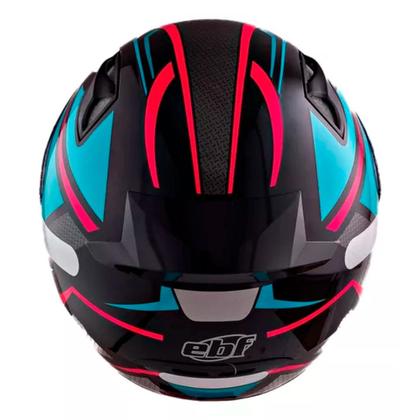 Imagem de Capacete Moto Fechado Spark Spider Viseira Cristal Preto c/ Azul Tiffany Inmetro Tamanho 56 - EBF