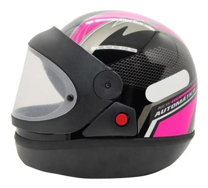 Imagem de Capacete Moto Feminino Automático Ebf Bolt Preto Rosa C/ Viseira Automática Lançamento