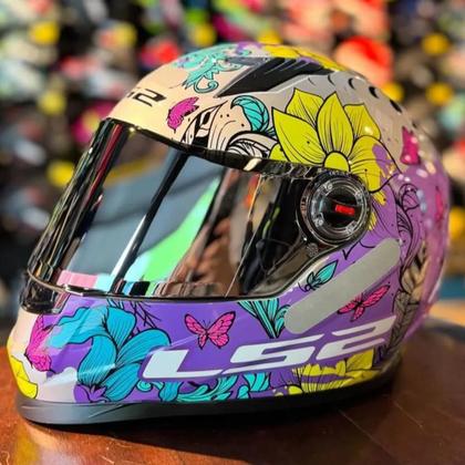Imagem de Capacete Moto Feminino Ls2 Ff358 Dreamcatcher Silver Yellow