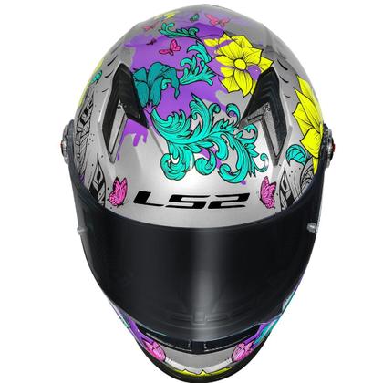 Imagem de Capacete Moto Feminino Ls2 Ff358 Dreamcatcher Silver Yellow