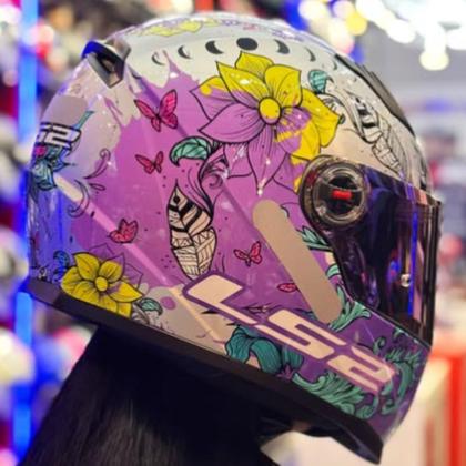 Imagem de Capacete Moto Feminino Ls2 Ff358 Dreamcatcher Silver Yellow