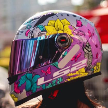 Imagem de Capacete Moto Feminino Ls2 Ff358 Dreamcatcher Silver Yellow