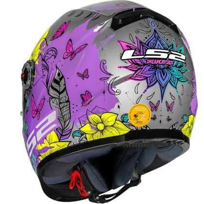 Imagem de Capacete Moto Feminino Ls2 Ff358 Dreamcatcher Silver Yellow