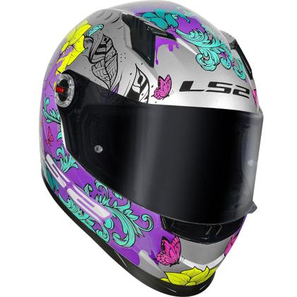 Imagem de Capacete Moto Feminino Ls2 Ff358 Dreamcatcher Silver Yellow