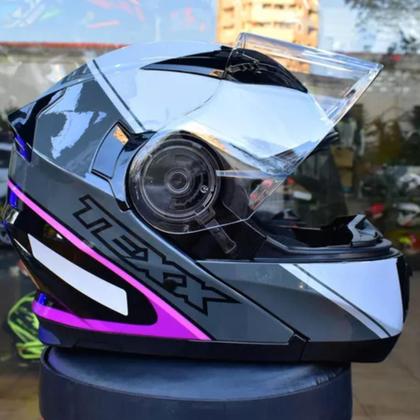 Capacete Moto Feminino Texx Gladiator V3 Makan Cinza Rosa