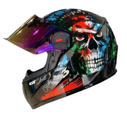 Imagem de Capacete Moto Fw3 Caveira 60 Viseira Cristal Fumê E Camaleão