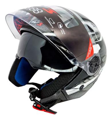 Imagem de Capacete Moto FW3 X Open Up Fox Grafite Tamanho 60