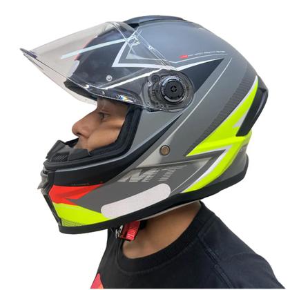 Imagem de Capacete Moto MT Stinger 2 SR C13 Cinza Amarelo Fosco