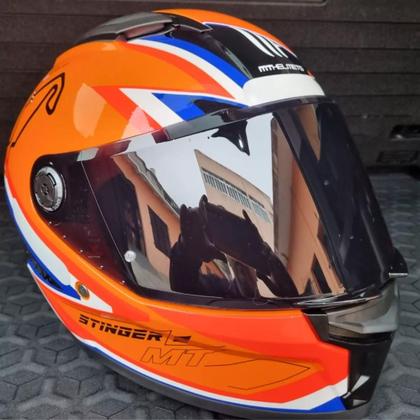 Imagem de Capacete Moto Mt Stinger2 GrandPrix C4 Holanda Viseira Fumê