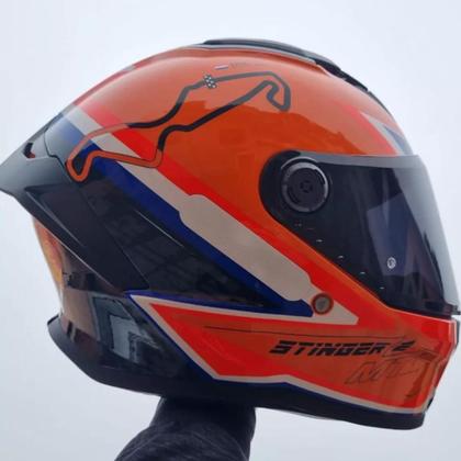 Imagem de Capacete Moto Mt Stinger2 GrandPrix C4 Holanda Viseira Fumê