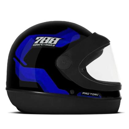 Imagem de Capacete Moto Pro Tork New SM Automático Preto E Azul 788 58