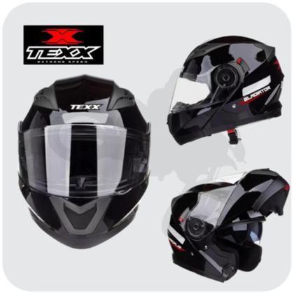 Imagem de Capacete Moto Texx Escamoteavel Gladiator V3 Preto Brilhante
