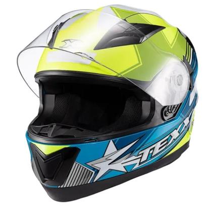 Imagem de Capacete Moto Texx Strike Superstar Verde Azul Branco Brilho