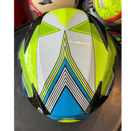Imagem de Capacete Moto Texx Strike Superstar Verde Azul Branco Brilho