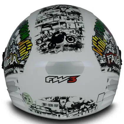 Capacete Moto X Open Favela Branco Brilhante Aberto Tamanho 56