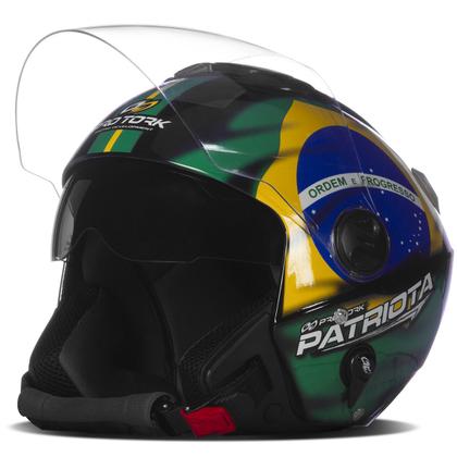 Imagem de Capacete Motociclista Aberto Masculino Feminino Urbano Protork New Atomic Patriota Viseira Dupla