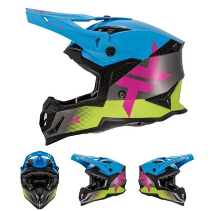 Imagem de Capacete motocross mattos rancing atomic icon azul multicolo