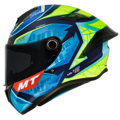 Capacete Mt Targo S Diogo Moreira C7 Mate Azul verde Fosco - Mt