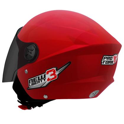 Imagem de Capacete New Liberty 3 Three Viseira Fumê Moto Aberto Pro Tork Segurança Proteção Adulto