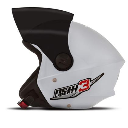 Imagem de Capacete New Liberty Tree Com Viseira Fumê Aberto Branco Pro Tork Barato Tamanhos 56 58 60