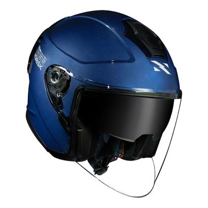 Imagem de Capacete Norisk Aberto Downtown Monocolor Azul Brilhante Com Óculos Interno