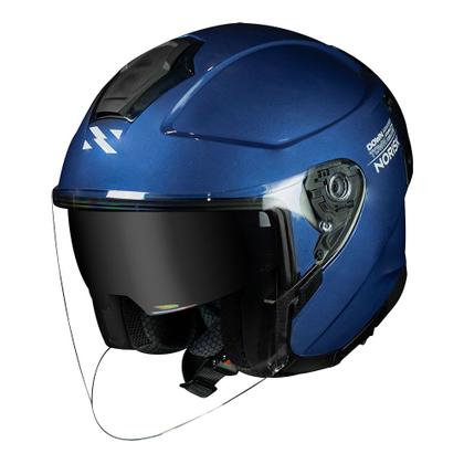 Imagem de Capacete Norisk Aberto Downtown Monocolor Azul Brilhante Com Óculos Interno