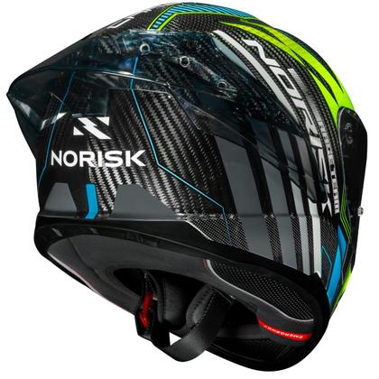 Imagem de Capacete Norisk Carbon R Azul Amarelo Pinlock Viseira Fumê