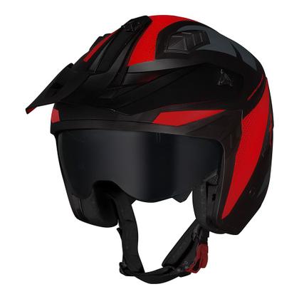 Imagem de Capacete Norisk Darth 2 X1 Preto e Vermelho Fosco Moto