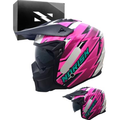 Imagem de Capacete NoRisk Darth II Storm Branco/ Rosa
