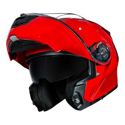 Imagem de Capacete Norisk Escamoteável Motion Monocolor Vermelho Articulado Robocop Com Óculos
