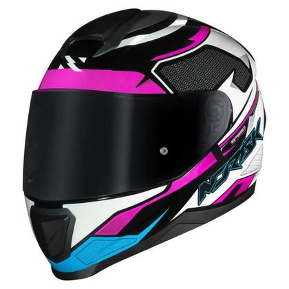Imagem de Capacete Norisk Fechado Razor Speedmax Preto Branco Rosa