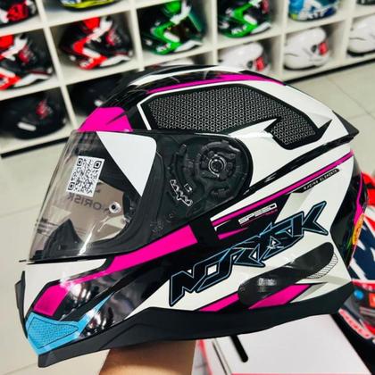 Imagem de Capacete Norisk Fechado Razor Speedmax Preto Branco Rosa