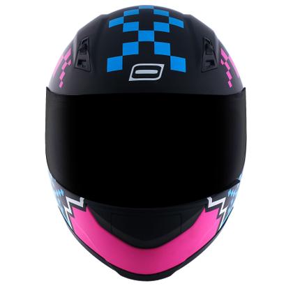 Capacete Norisk ff391 Pixel Preto Azul Rosa Pink Fosco - Capacete